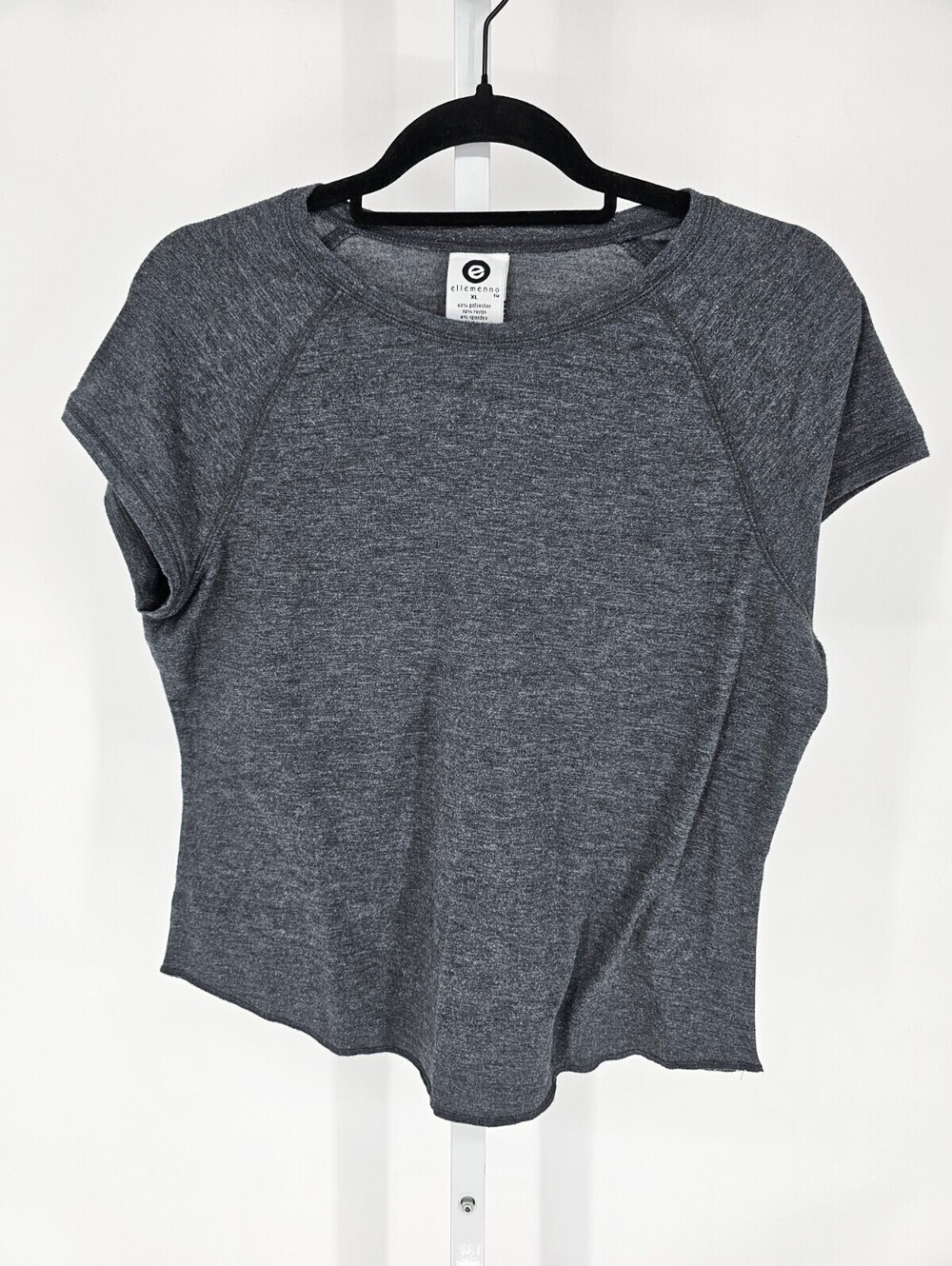 Vtg Y2K Ellemenno Womens Sz XL Short Sleeve T Shirt Dark Gray Crew Neck